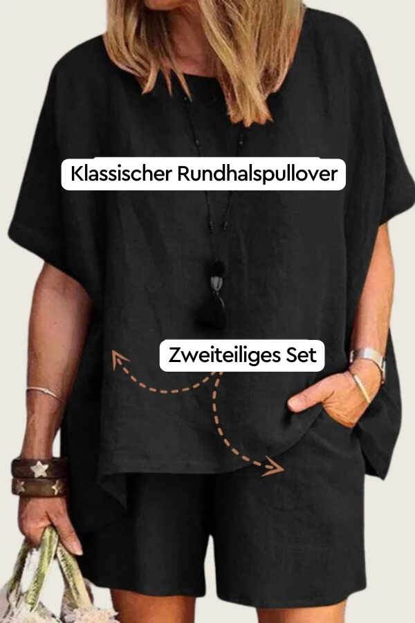 Bequemes Leinen-Ähnliches Hemd & Shorts Zweiteiliges Set
