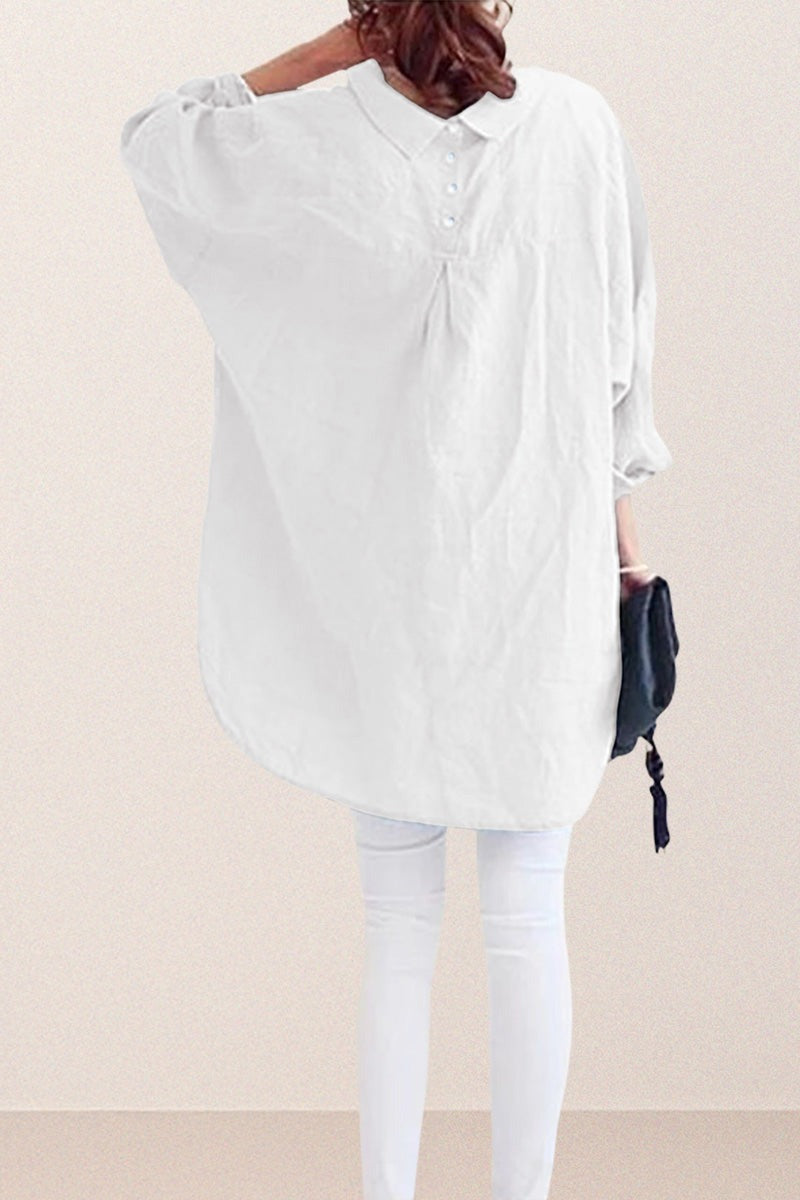 Oversized 100% Baumwoll-Leinenhemd
