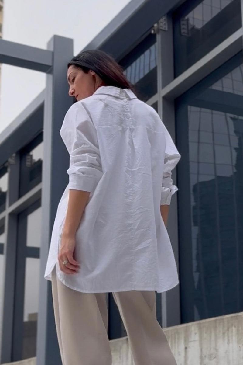 Oversized 100% Baumwoll-Leinenhemd
