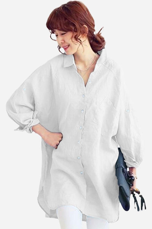 Oversized 100% Baumwoll-Leinenhemd