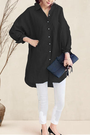 Oversized 100% Baumwoll-Leinenhemd