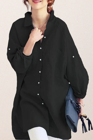Oversized 100% Baumwoll-Leinenhemd