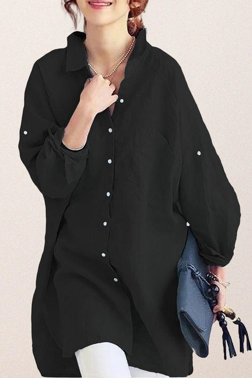 Oversized 100% Baumwoll-Leinenhemd