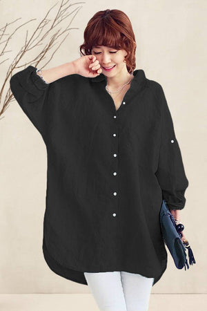 Oversized 100% Baumwoll-Leinenhemd