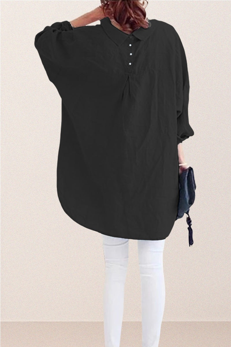 Oversized 100% Baumwoll-Leinenhemd