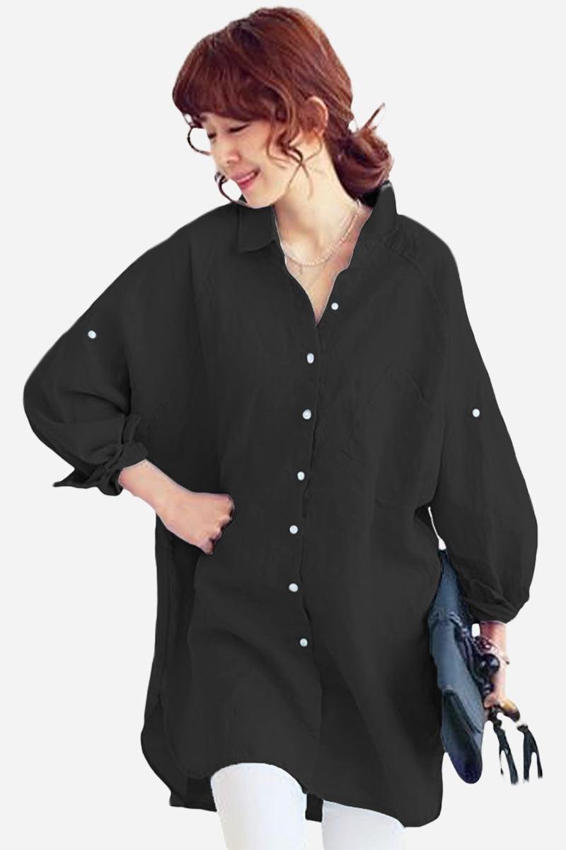 Oversized 100% Baumwoll-Leinenhemd