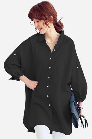 Oversized 100% Baumwoll-Leinenhemd