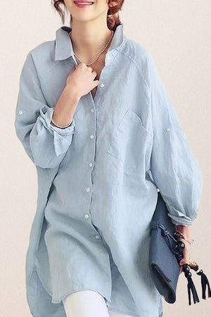 Oversized 100% Baumwoll-Leinenhemd