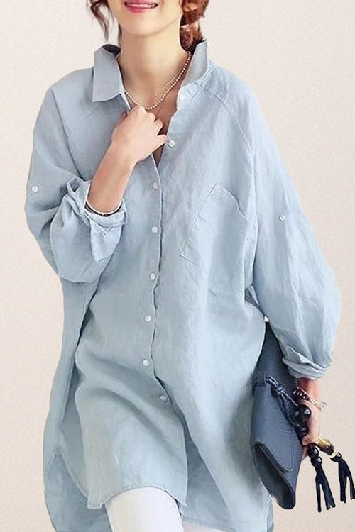 Oversized 100% Baumwoll-Leinenhemd