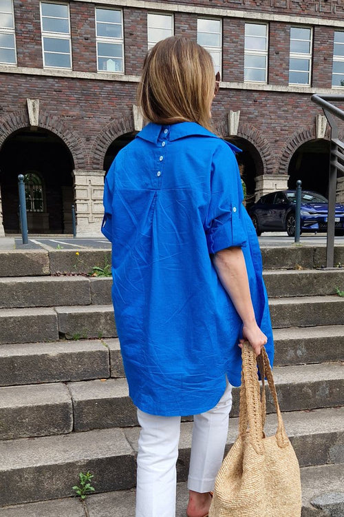 Oversized 100% Baumwoll-Leinenhemd