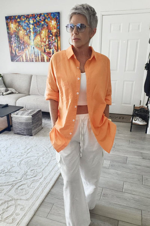 Oversized 100% Baumwoll-Leinenhemd