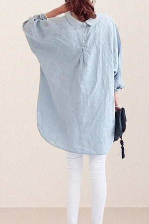 Oversized 100% Baumwoll-Leinenhemd
