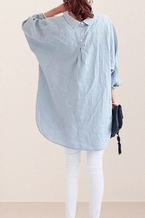 Oversized 100% Baumwoll-Leinenhemd