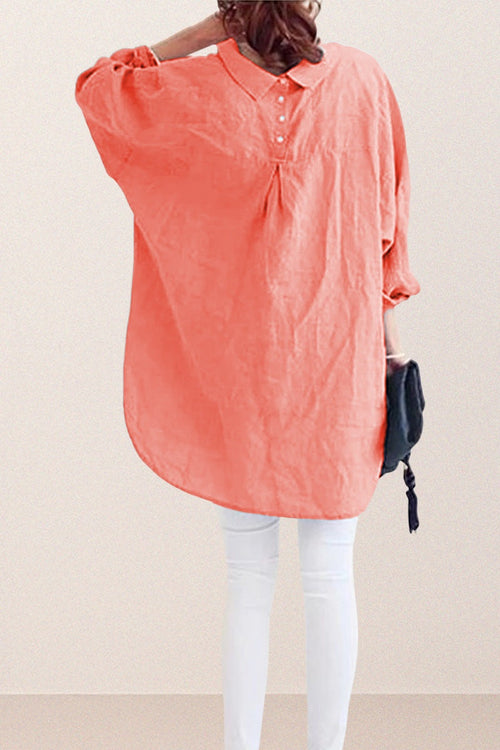Oversized 100% Baumwoll-Leinenhemd