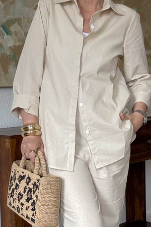 Oversized 100% Baumwollhemd und Wide-Leg-Hose Co-ord Set