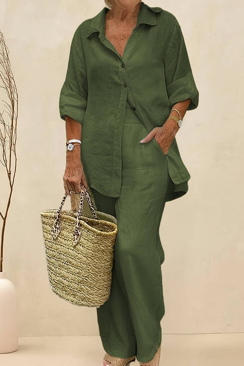Oversized 100% Baumwollhemd und Wide-Leg-Hose Co-ord Set
