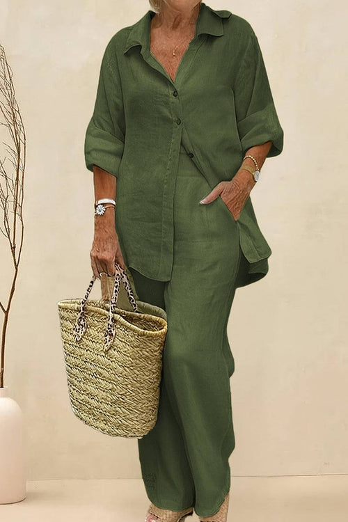 Oversized 100% Baumwollhemd und Wide-Leg-Hose Co-ord Set
