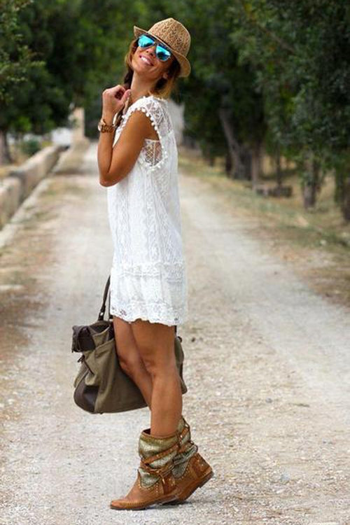 Pom Pom Spitze Mini-Kleid