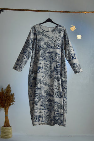 Kleid mit japanischem Porzellanmusterdruck