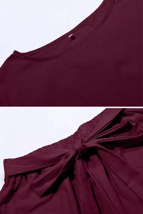 Baumwoll-Leinen-Mischung Monochrom Zweiteiliges Set