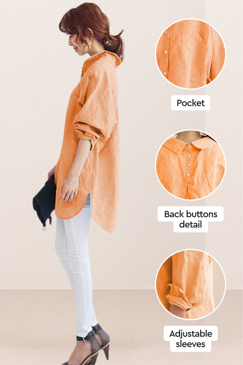 Oversized 100% Baumwoll-Leinenhemd