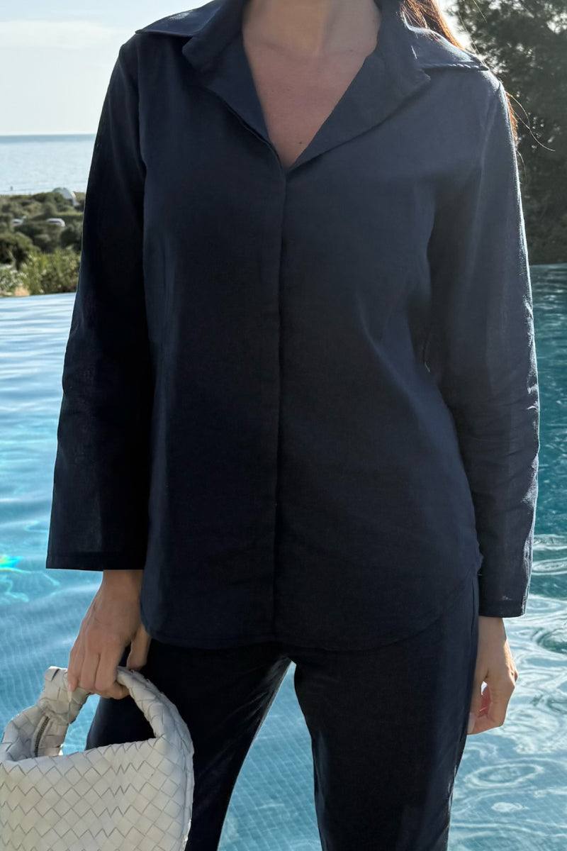 Oversized 100% Baumwollhemd und Wide-Leg-Hose Co-ord Set