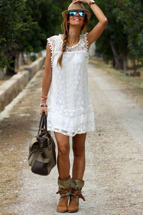 Pom Pom Spitze Mini-Kleid