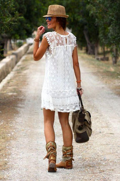 Pom Pom Spitze Mini-Kleid