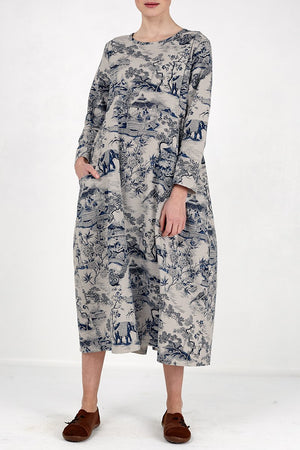 Kleid mit japanischem Porzellanmusterdruck