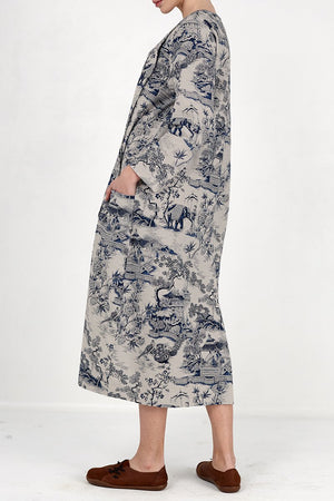 Kleid mit japanischem Porzellanmusterdruck
