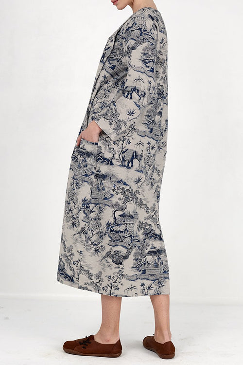 Kleid mit japanischem Porzellanmusterdruck
